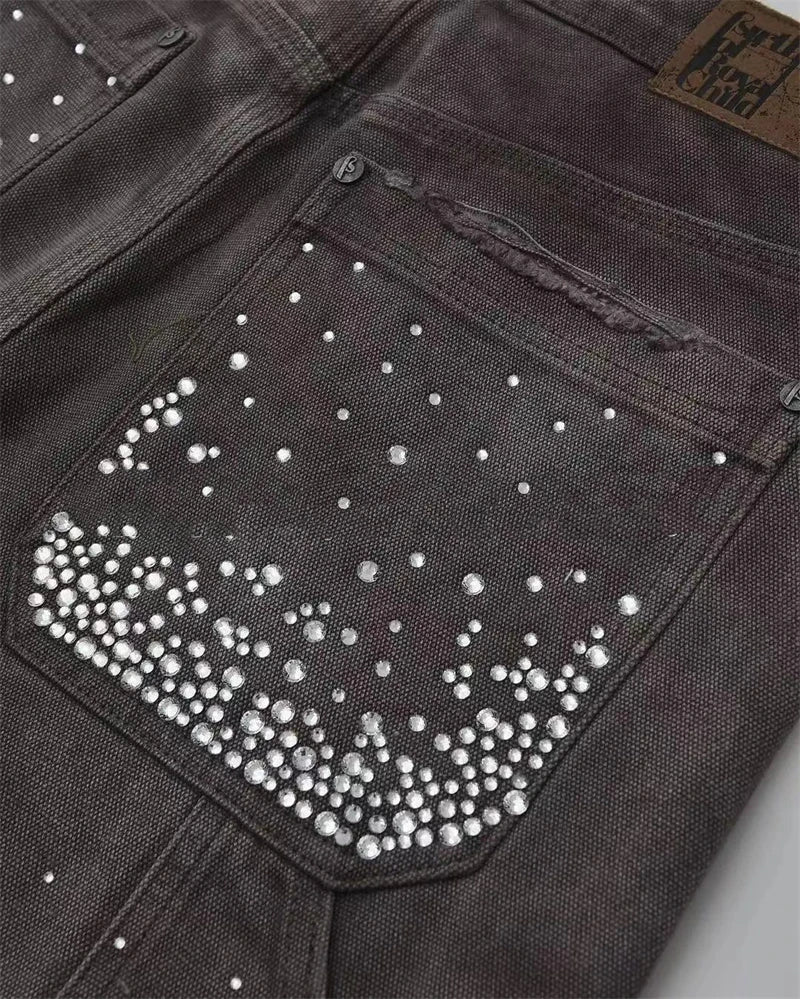 Gray Diamonds Denim Shorts