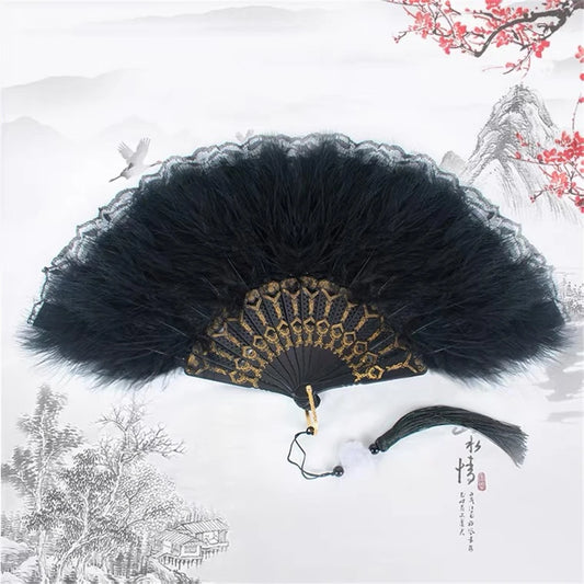 Black Feather Vintage Fan