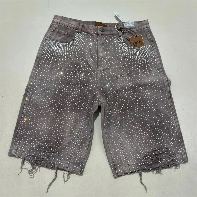 Gray Diamonds Denim Shorts