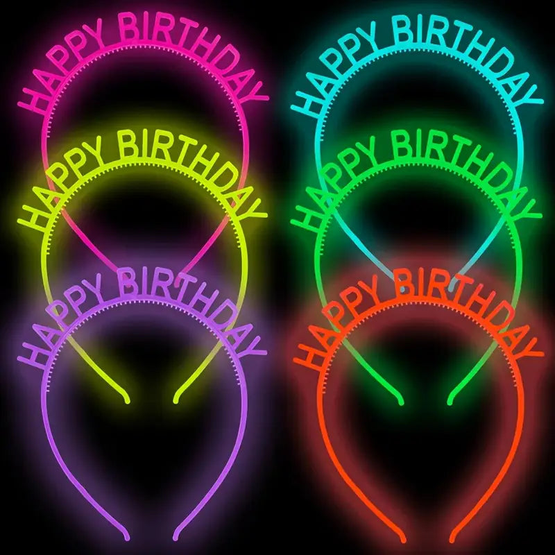 Glow-in-the-Dark Happy Birthday Headband (6-Pack)
