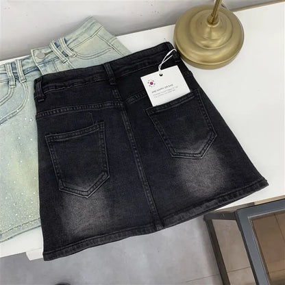 Black Dazzling Denim Skirt