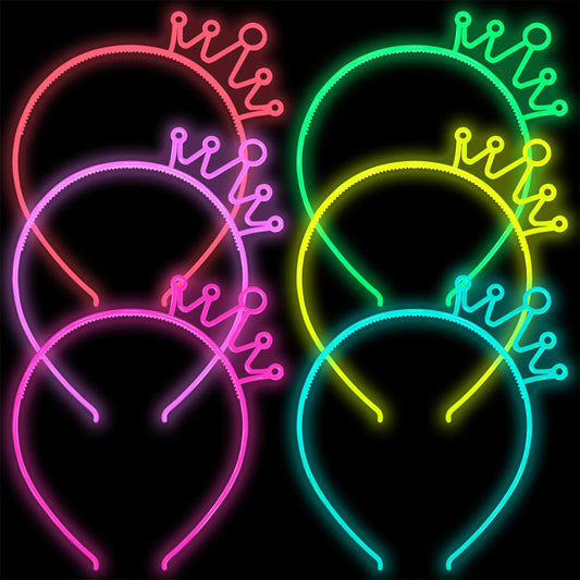 Glow-in-the-Dark Crown Headband (6-Pack)