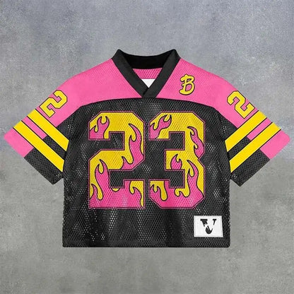 #23 Pink Fire American Football Shirt
