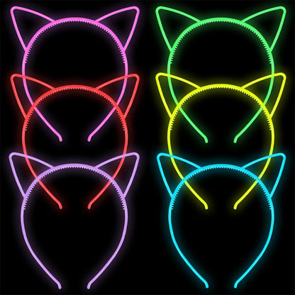 Glow-in-the-Dark Cat Ears Headband (6-Pack)