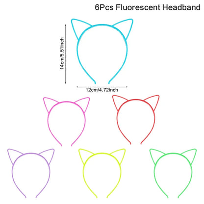 Glow-in-the-Dark Cat Ears Headband (6-Pack)
