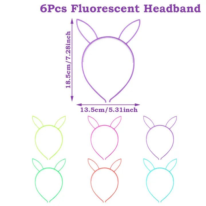 Glow-in-the-Dark Bunny Ears Headband (6-Pack)