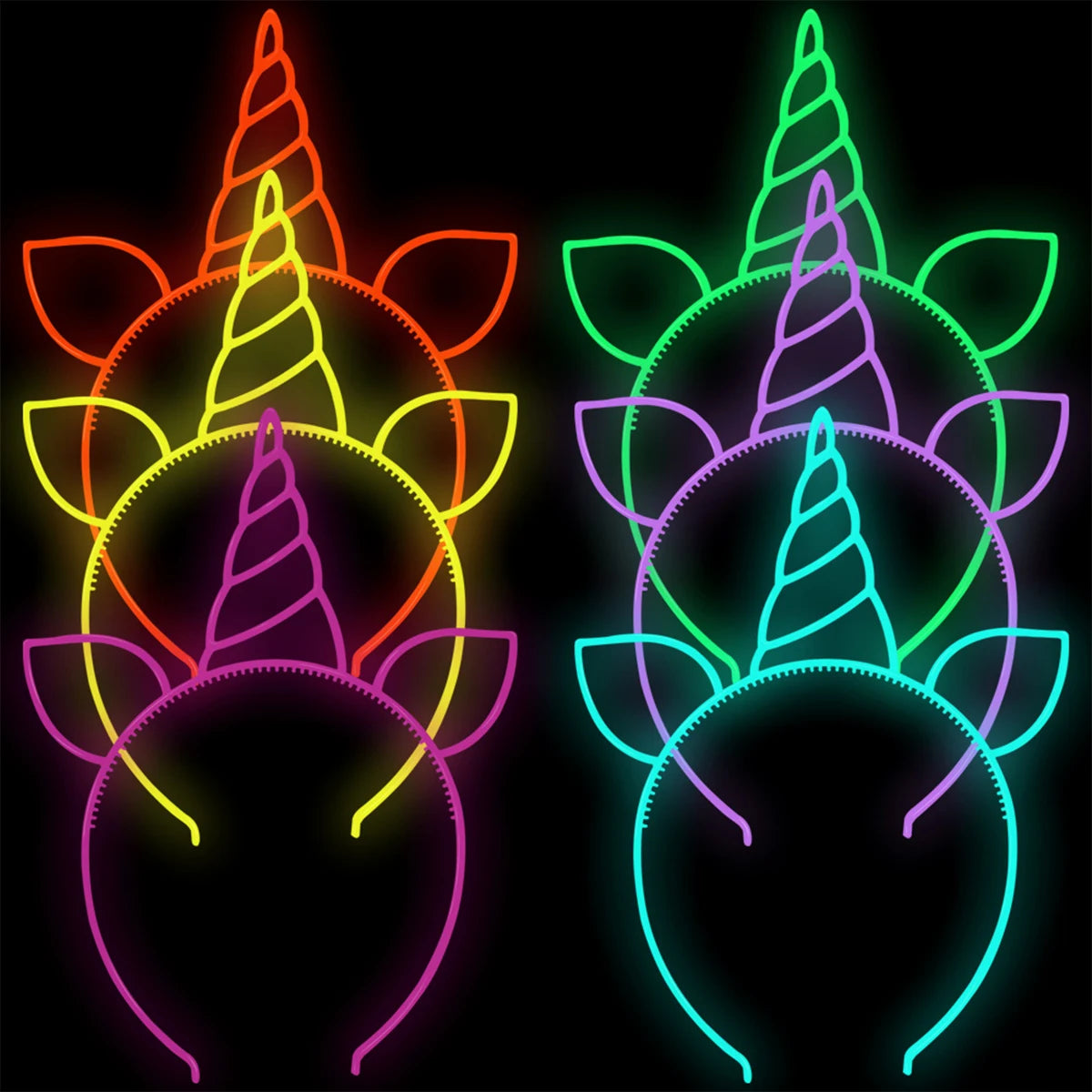 Glow-in-the-Dark Unicorn Headband (6-Pack)