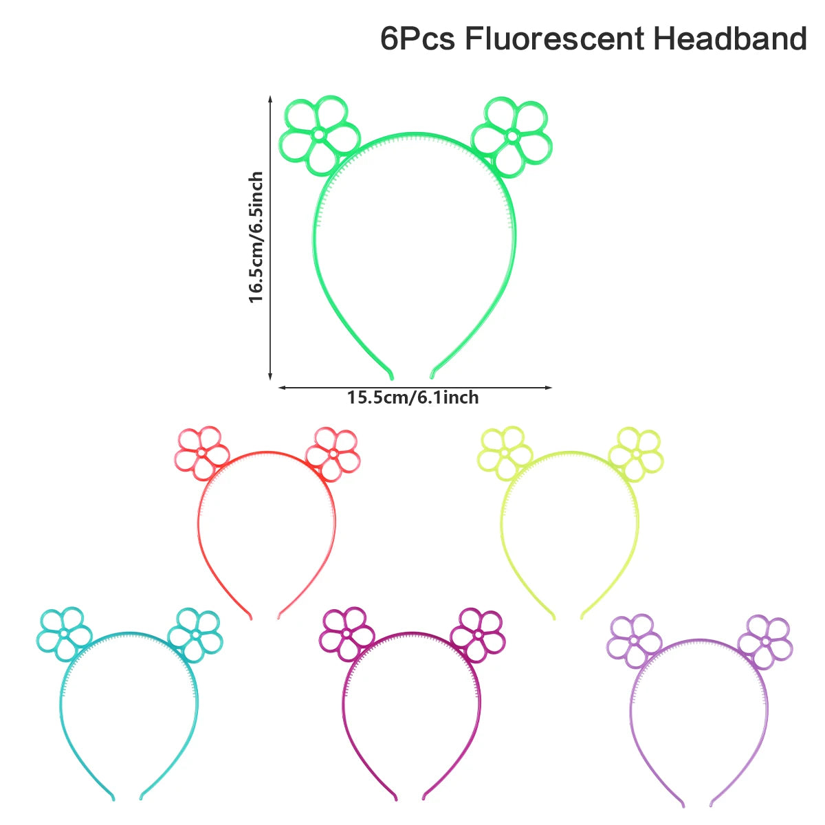 Glow-in-the-Dark Flower Headband (6-Pack)