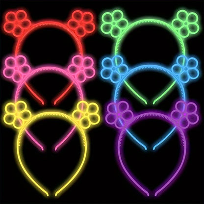 Glow-in-the-Dark Flower Headband (6-Pack)